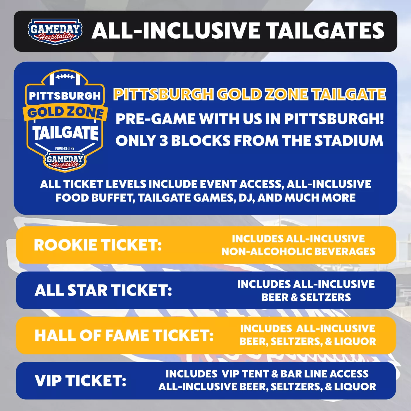 seating chart for Gameday Hospitality - Pittsburgh - Pitt Panthers Tailgate - eventticketscenter.com